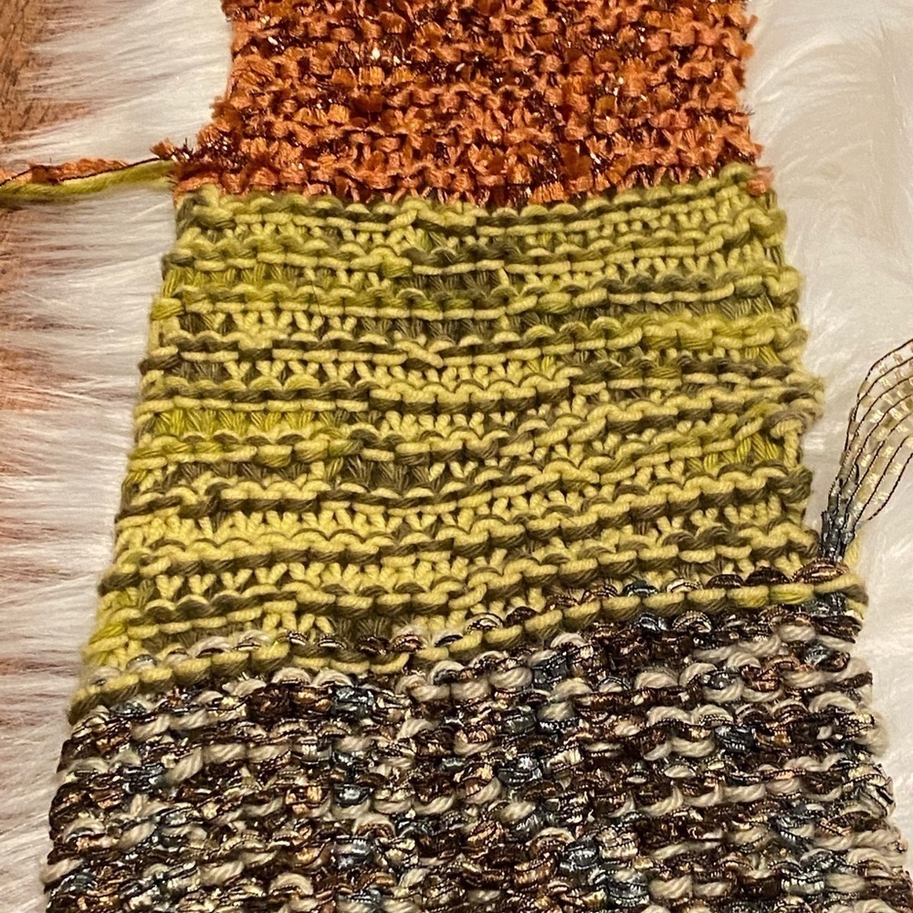Blue, pink, black, and orange long scarf with fringe - Picture 6 of 8